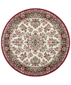 Rond oosters vloerkleed Orientis - rood/crème - overzicht boven, thumbnail Rond oosters vloerkleed Orientis - rood/crème - overzicht boven, thumbnail