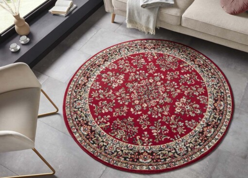 Rond oosters vloerkleed Orientis - rood - sfeer