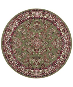 Rond oosters vloerkleed Orientis - groen/rood - overzicht boven, thumbnail
