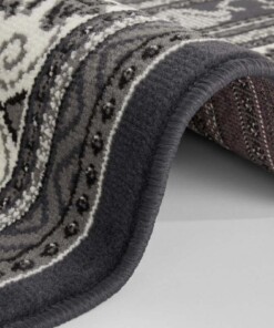 Vloerkleed retro oriental - donkergrijs - close up, thumbnail