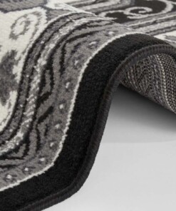 Vloerkleed retro oriental - zwart - close up, thumbnail