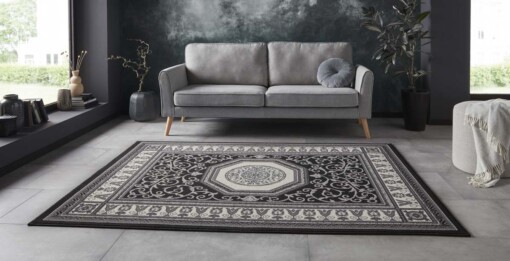 Vloerkleed retro oriental - zwart - sfeer