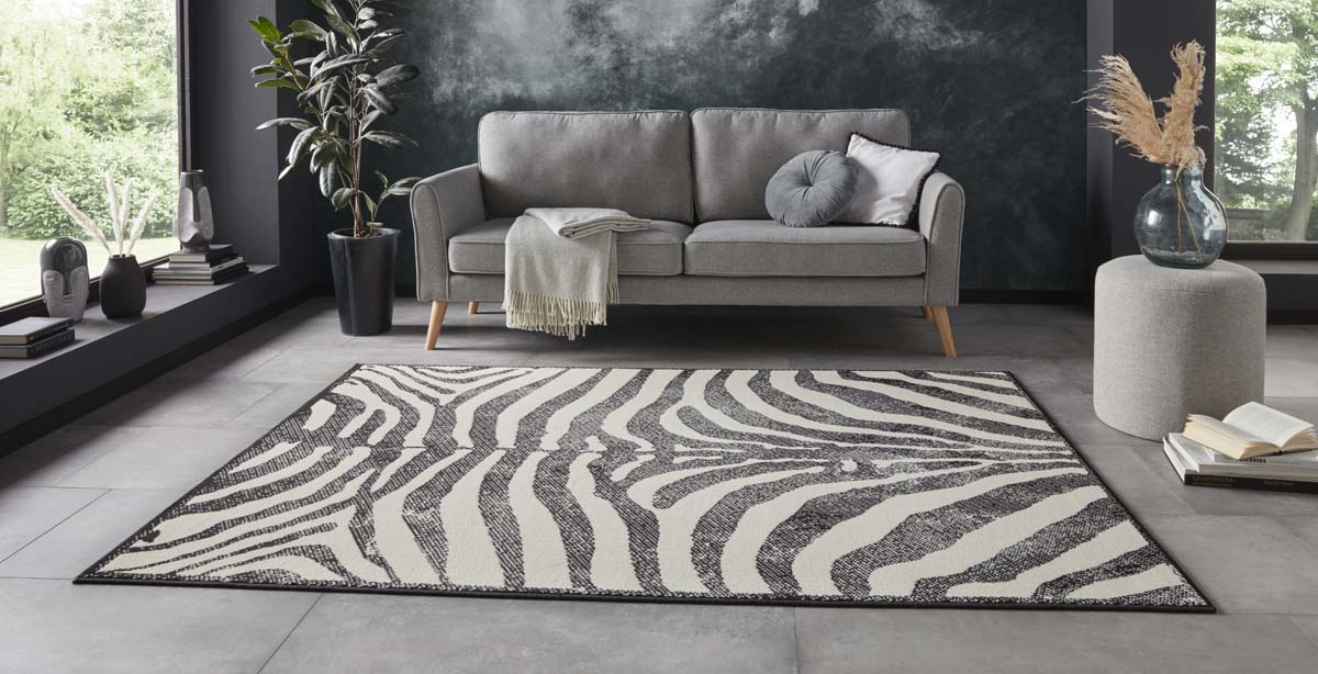 gazon Rodeo paddestoel Vloerkleed zebra - zwart/wit | Tapeso