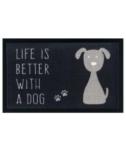 Deurmat "life is better with a dog" - antraciet/grijs - overzicht boven