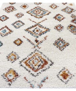 Hoogpolig vloerkleed Phoenix - crème - overzicht schuin, thumbnail