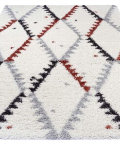 Hoogpolig vloerkleed Lark - crème/bruin - overzicht schuin, thumbnail Hoogpolig vloerkleed Lark - crème/bruin - overzicht schuin, thumbnail