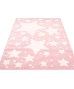 Vloerkleed kinderkamer Sterren 3D - roze/crème - overzicht schuin, thumbnail Vloerkleed kinderkamer Sterren 3D - roze/crème - overzicht schuin, thumbnail