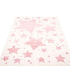 Vloerkleed kinderkamer Sterren 3D - crème/roze - overzicht schuin, thumbnail Vloerkleed kinderkamer Sterren 3D - crème/roze - overzicht schuin, thumbnail