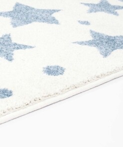 Vloerkleed kinderkamer Sterren 3D - crème/blauw - close up zijkant, thumbnail