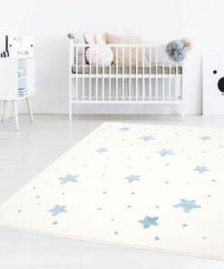 Vloerkleed kinderkamer Kleine Sterren 3D - crème/blauw - sfeer