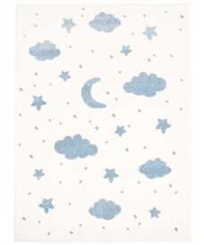 Vloerkleed kinderkamer Wolk & Ster 3D - crème/blauw - overzicht boven, thumbnail Vloerkleed kinderkamer Wolk & Ster 3D - crème/blauw - overzicht boven, thumbnail