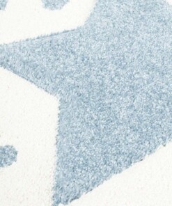 Rond vloerkleed kinderkamer Sterren 3D - crème/blauw - close up materiaal, thumbnail