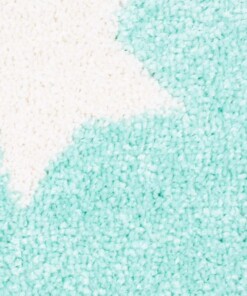 Rond vloerkleed kinderkamer Sterren 3D - mintblauw/crème - close up materiaal, thumbnail