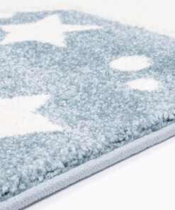 Vloerkleed kinderkamer Sterren 3D - blauw/crème - close up zijkant, thumbnail Vloerkleed kinderkamer Sterren 3D - blauw/crème - close up zijkant, thumbnail