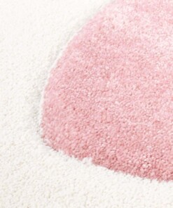 Rond vloerkleed kinderkamer Hartjes 3D - crème/roze - close up materiaal, thumbnail Rond vloerkleed kinderkamer Hartjes 3D - crème/roze - close up materiaal, thumbnail