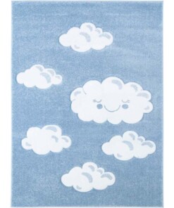 Vloerkleed kinderkamer Wolken 3D - blauw - overzicht boven