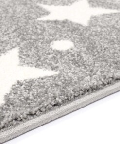 Vloerkleed kinderkamer Sterren 3D - grijs/crème - close up zijkant, thumbnail