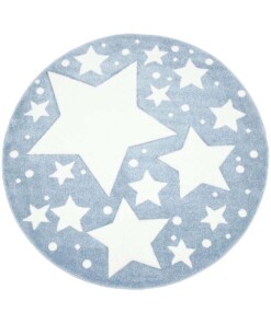Rond vloerkleed kinderkamer Sterren 3D - blauw/crème - overzicht boven, thumbnail Rond vloerkleed kinderkamer Sterren 3D - blauw/crème - overzicht boven, thumbnail