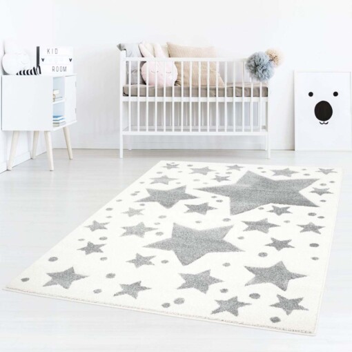 Vierkant kinderkleed Sterren 3D - crème/grijs - sfeer