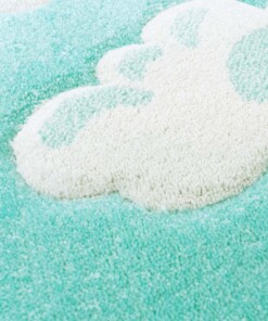 Vloerkleed kinderkamer Wolken 3D - mintblauw - close up materiaal, thumbnail
