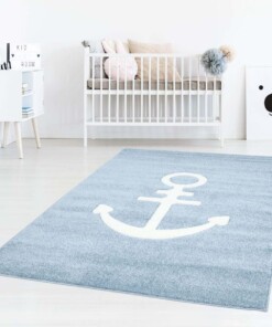 Vloerkleed kinderkamer Anker 3D - blauw - sfeer