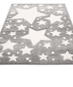 Vloerkleed kinderkamer Sterren 3D - grijs/crème - overzicht schuin, thumbnail