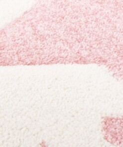 Vloerkleed kinderkamer Sterren 3D - crème/roze - close up materiaal, thumbnail Vloerkleed kinderkamer Sterren 3D - crème/roze - close up materiaal, thumbnail