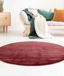 Rond vloerkleed effen velours Gala - rood - sfeer, thumbnail