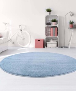 Rond vloerkleed kinderkamer effen Softpile - blauw - sfeer, thumbnail