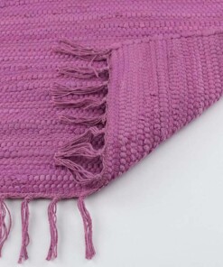 Kelim vloerkleed effen handweef Bomull - paars - close up vouw, thumbnail Kelim vloerkleed effen handweef Bomull - paars - close up vouw, thumbnail