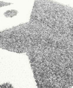 Rond vloerkleed kinderkamer Sterren 3D - crème/grijs - close up materiaal, thumbnail