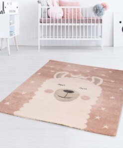 Vloerkleed kinderkamer Sleepy Lama - roze/wit - sfeer, thumbnail