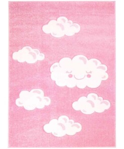 Vloerkleed kinderkamer Wolken 3D - roze - overzicht boven