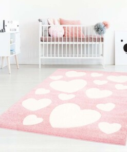 Vierkant kinderkleed Hartjes 3D - roze/crème - sfeer, thumbnail
