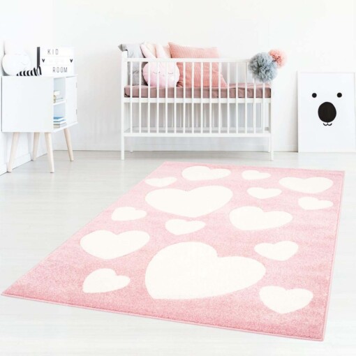 Vierkant kinderkleed Hartjes 3D - roze/crème - sfeer