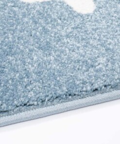 Vloerkleed kinderkamer Kleine Sterren 3D - blauw/crème - close up zijkant, thumbnail