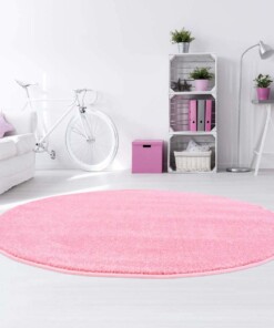 Rond vloerkleed kinderkamer effen Softpile - roze - sfeer, thumbnail