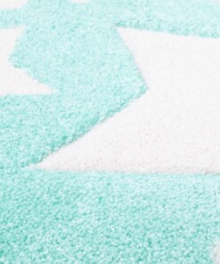 Rond vloerkleed kinderkamer Sterren 3D - mintblauw/crème - close up materiaal, thumbnail