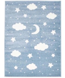 Vloerkleed kinderkamer Wolk & Ster 3D - blauw/crème - overzicht boven, thumbnail Vloerkleed kinderkamer Wolk & Ster 3D - blauw/crème - overzicht boven, thumbnail