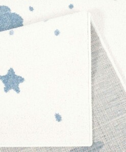 Vloerkleed kinderkamer Wolk & Ster 3D - crème/blauw - close up vouw, thumbnail