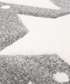 Vloerkleed kinderkamer Sterren 3D - grijs/crème - close up materiaal, thumbnail