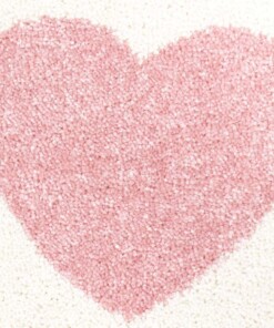 Rond vloerkleed kinderkamer Hartjes 3D - crème/roze - close up materiaal, thumbnail Rond vloerkleed kinderkamer Hartjes 3D - crème/roze - close up materiaal, thumbnail