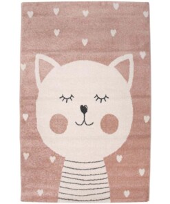Vloerkleed kinderkamer Happy Cat - roze/wit - overzicht boven
