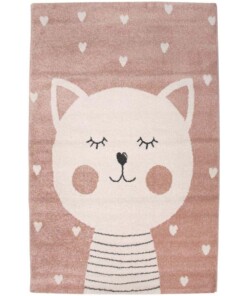 Vloerkleed kinderkamer Happy Cat - roze/wit - overzicht boven, thumbnail Vloerkleed kinderkamer Happy Cat - roze/wit - overzicht boven, thumbnail