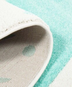 Rond vloerkleed kinderkamer Sterren 3D - crème/mintblauw - close up rol, thumbnail