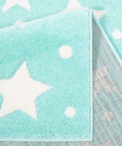 Vierkant kinderkleed Sterren 3D - mintblauw/crème - close up vouw, thumbnail