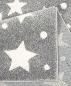 Vloerkleed kinderkamer Sterren 3D - grijs/crème - close up vouw, thumbnail