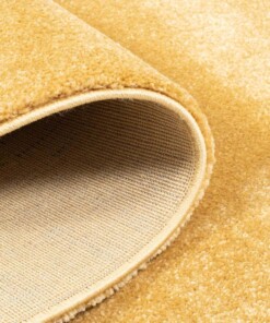 Rond vloerkleed effen velours Gala - geel - close up vouw, thumbnail Rond vloerkleed effen velours Gala - geel - close up vouw, thumbnail