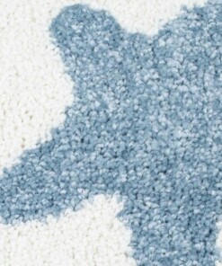 Vloerkleed kinderkamer Kleine Sterren 3D - crème/blauw - close up materiaal, thumbnail