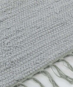 Kelim vloerkleed effen handweef Bomull - grijs - close up zijkant, thumbnail